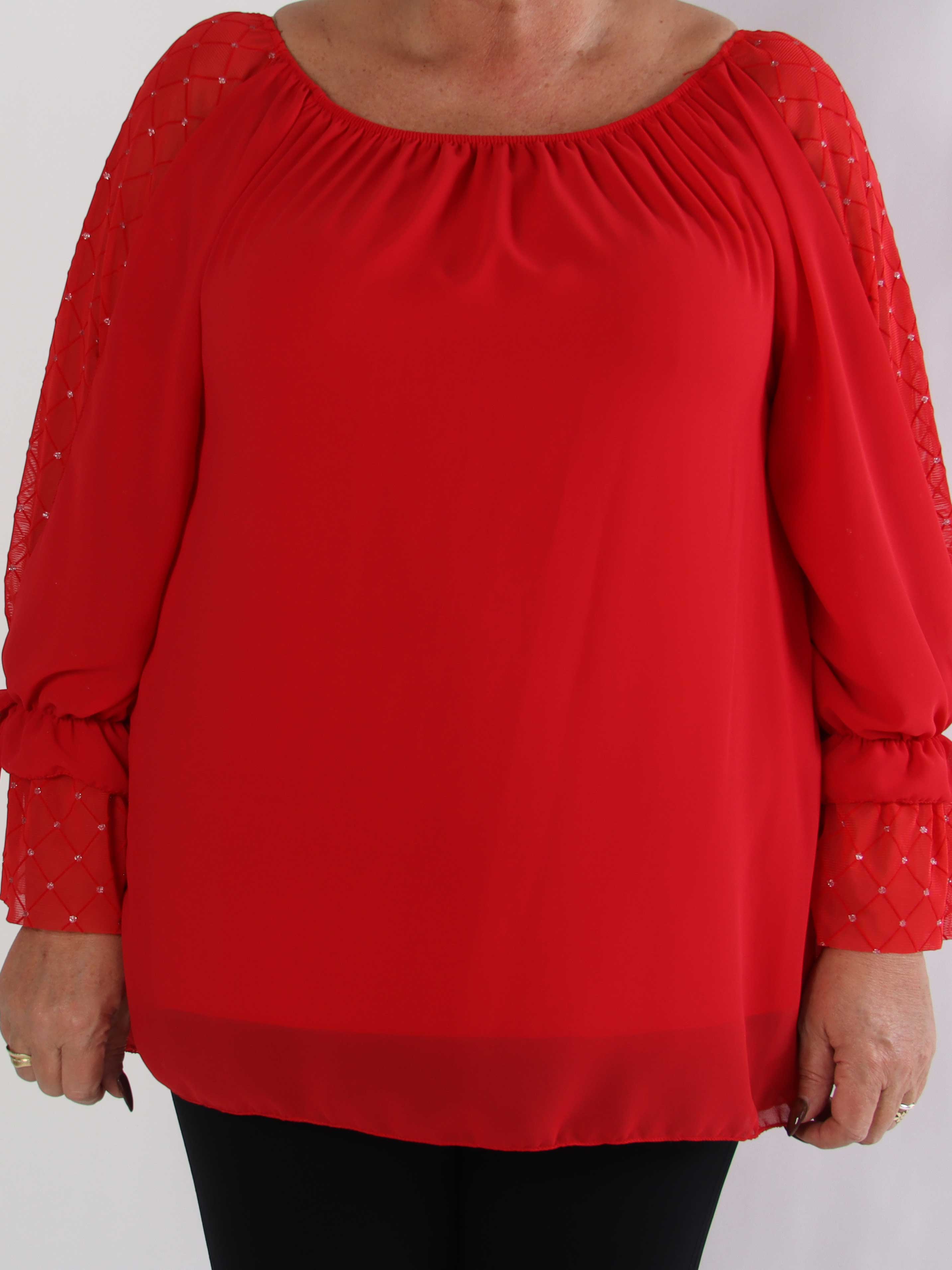 Norma - Plus size tunika i chiffon med detaljerede ærmer